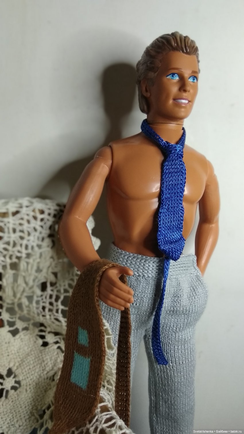 Небольшой полу-МК - вязаный галстук для Кена №2 (фото 3)