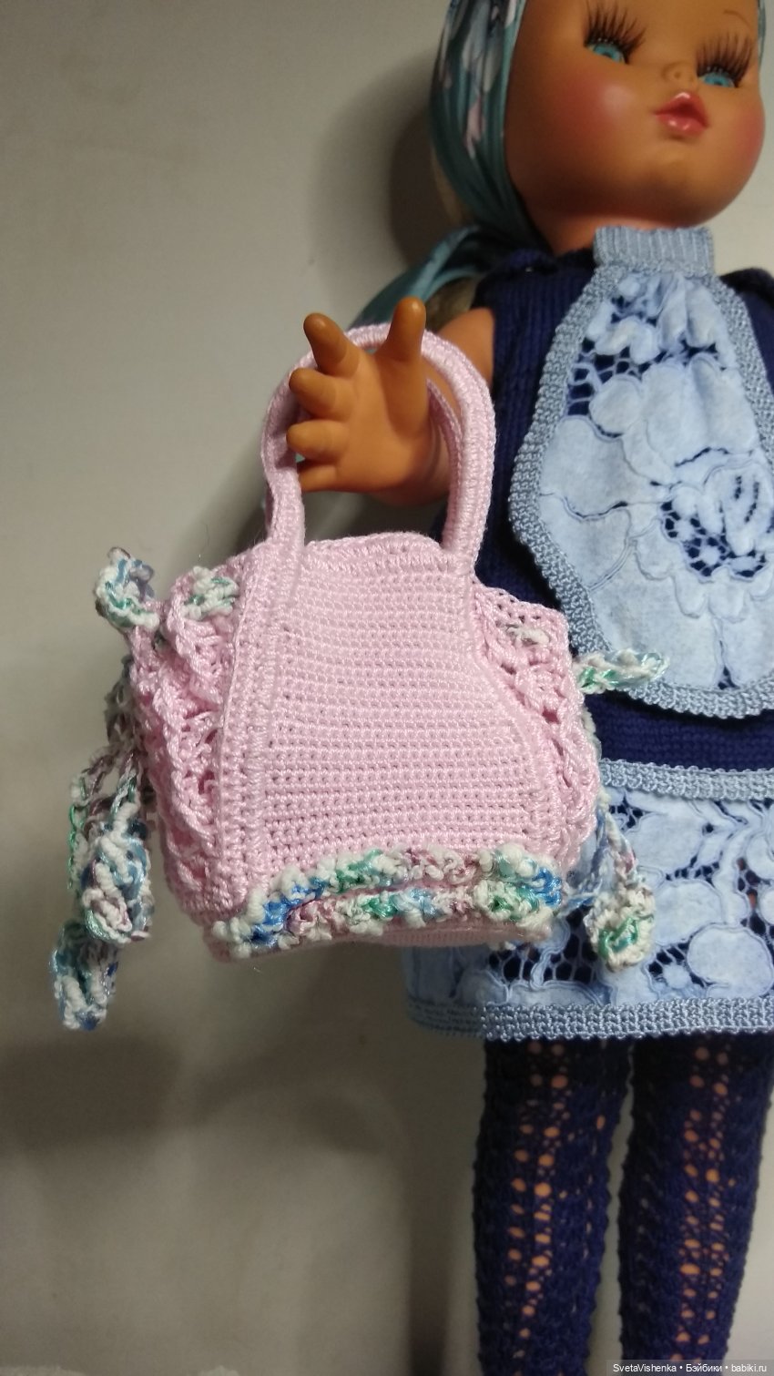 Подробный МК вязания сумки-трансформера для куклы типа Паолы Рейно (фото 7)