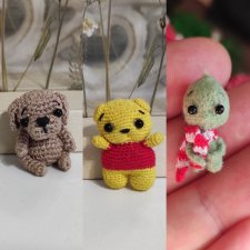 Вязанные игрушки щенок, мишка, гринч