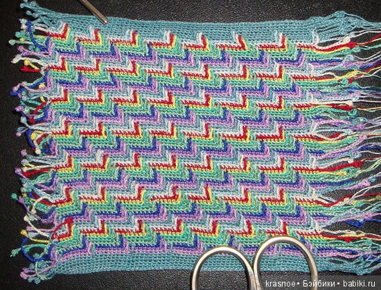 Вязаная миниатюра (уменьшенная копия пледа "Слезы апачей" автора SARAH LONDON) в формате 1х12 (фото 3)