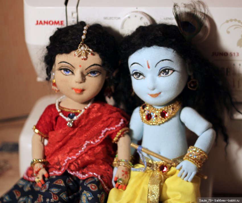 Радха и Кришна — Авторские текстильные куклы: Вальдорфские