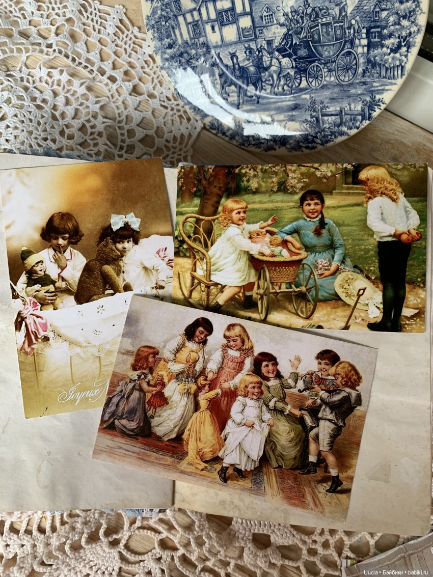 Куклы, дети и розы на винтажных открытках (фото 9)