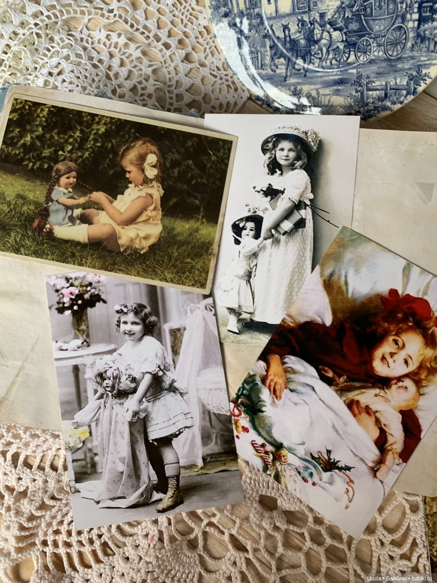 Куклы, дети и розы на винтажных открытках (фото 7)