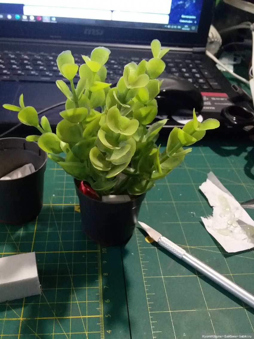 Цветок в горшочке — Создание миниатюры: МК