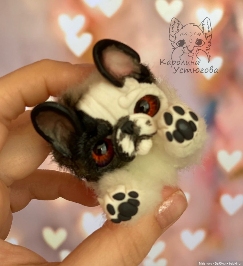 Французские бульдоги — Игрушки в смешанной технике (мех и глина): Арт (фото 9)