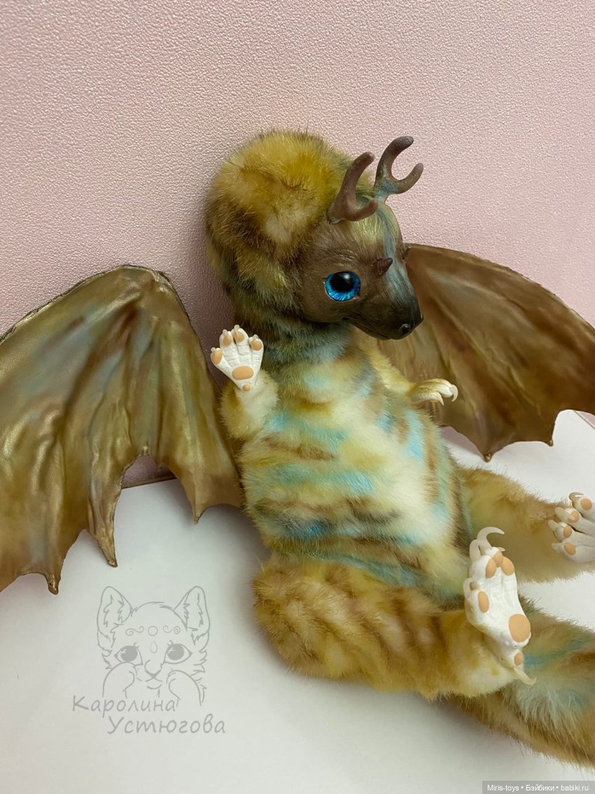 Дракон и звезды добра — Игрушки в смешанной технике (мех и глина): Арт