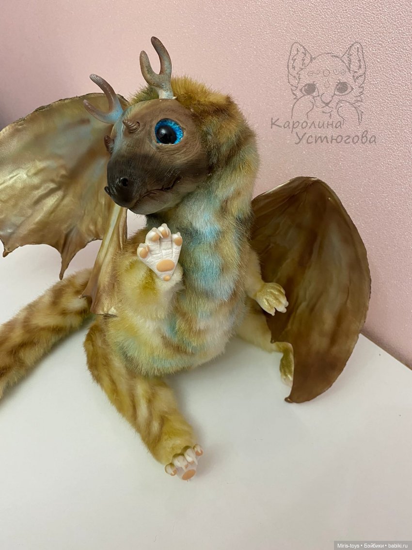 Дракон и звезды добра — Игрушки в смешанной технике (мех и глина): Арт