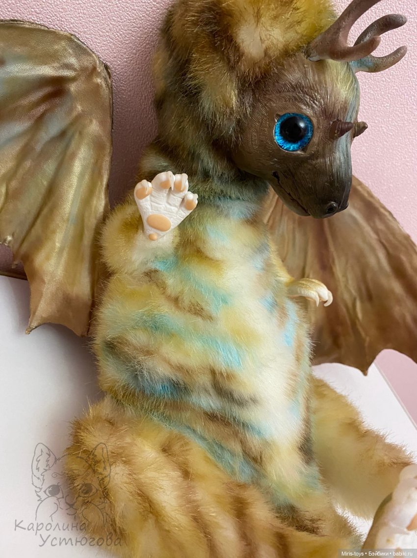 Дракон и звезды добра — Игрушки в смешанной технике (мех и глина): Арт