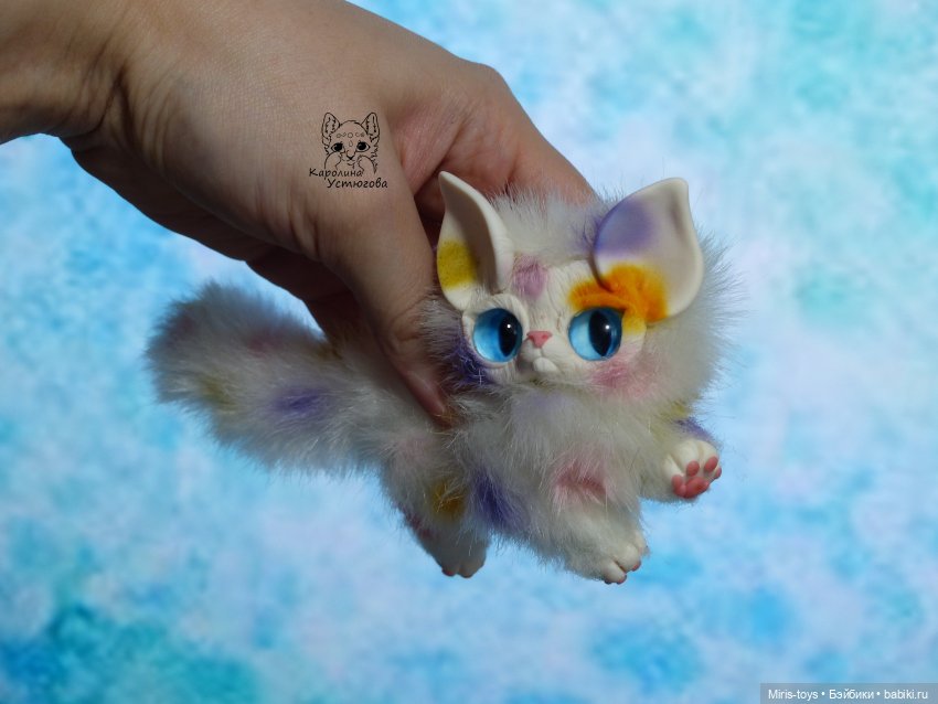Карамельная кошечка — Игрушки в смешанной технике (мех и глина): Арт (фото 10)