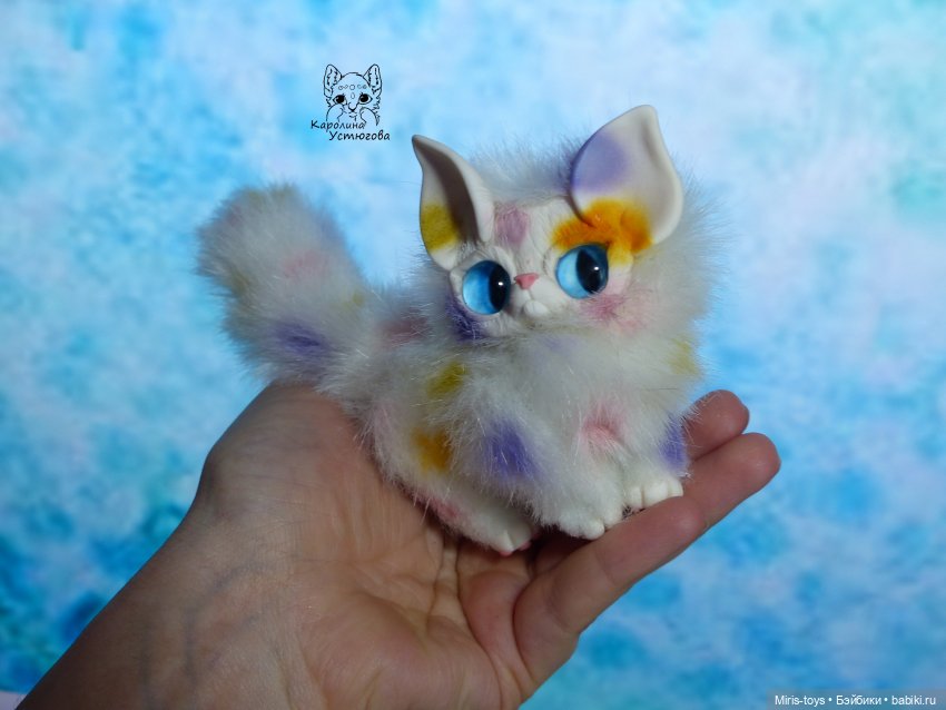 Карамельная кошечка — Игрушки в смешанной технике (мех и глина): Арт (фото 9)