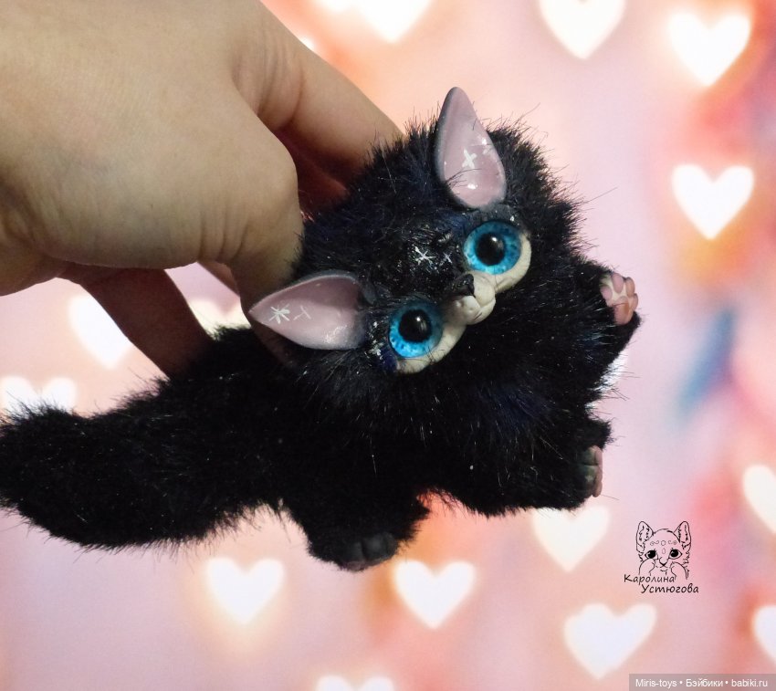 Загадочный лисенок ночи — Игрушки в смешанной технике (мех и глина): Арт (фото 10)