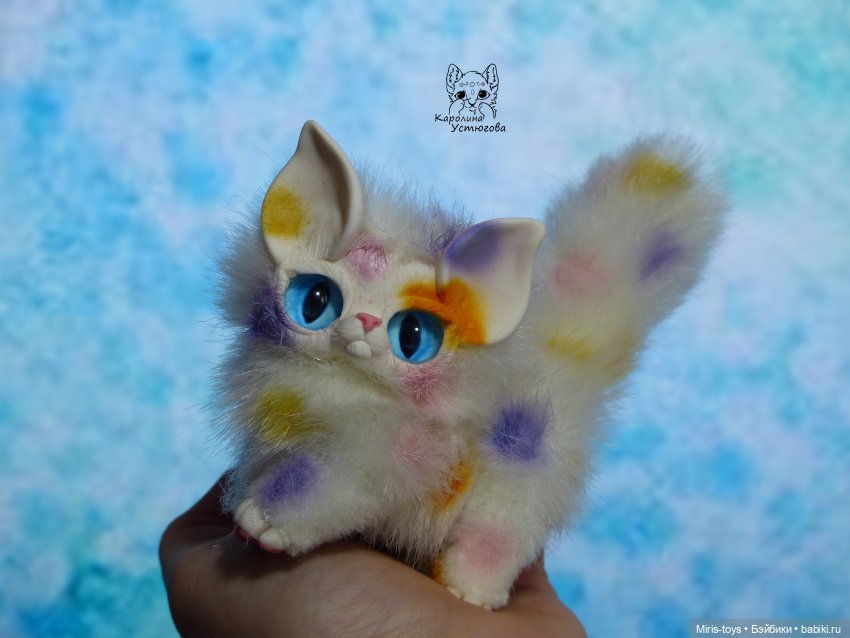 Карамельная кошечка — Игрушки в смешанной технике (мех и глина): Арт (фото 4)