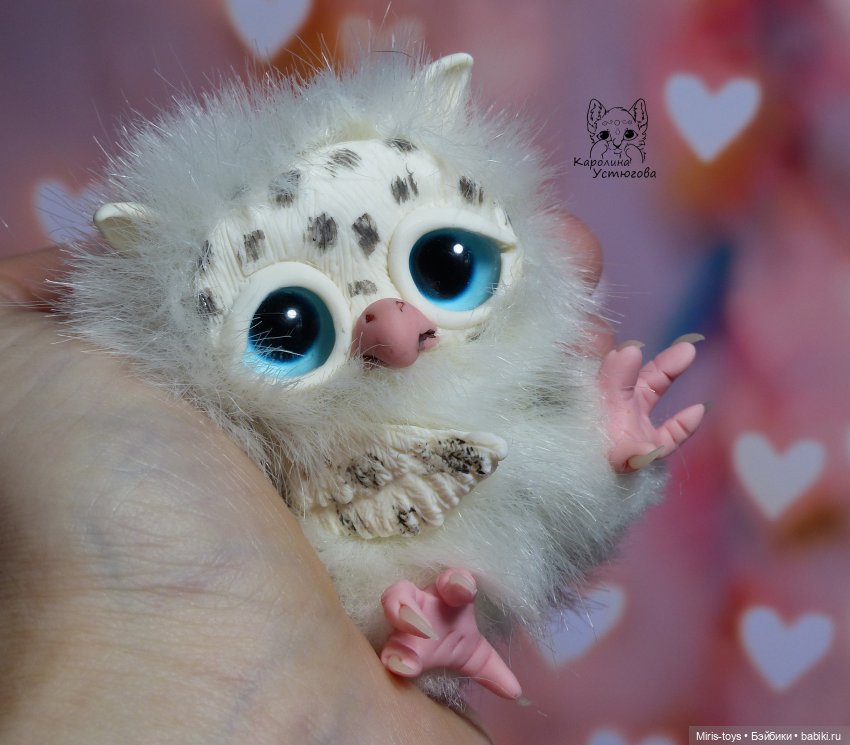 Совята — Игрушки в смешанной технике (мех и глина): Арт