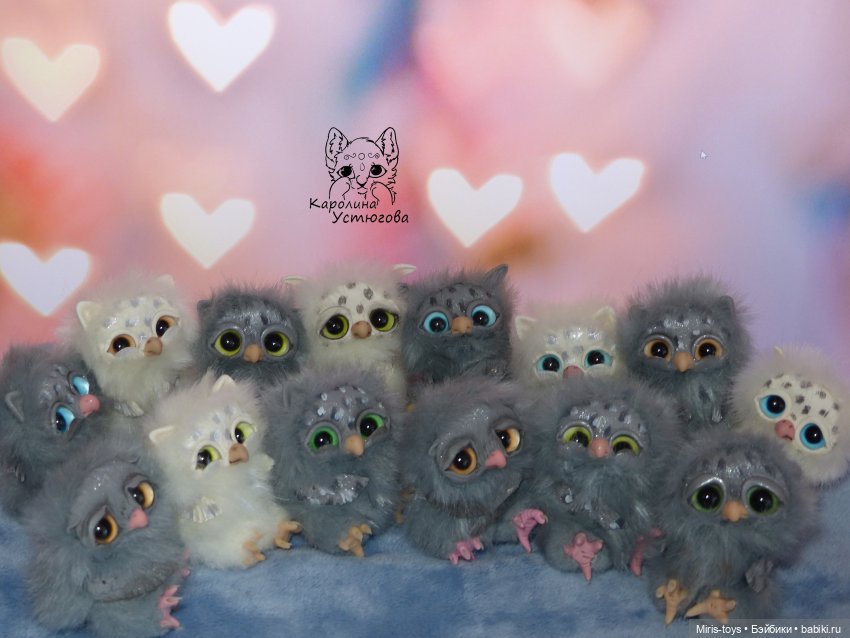 Совята — Игрушки в смешанной технике (мех и глина): Арт (фото 3)