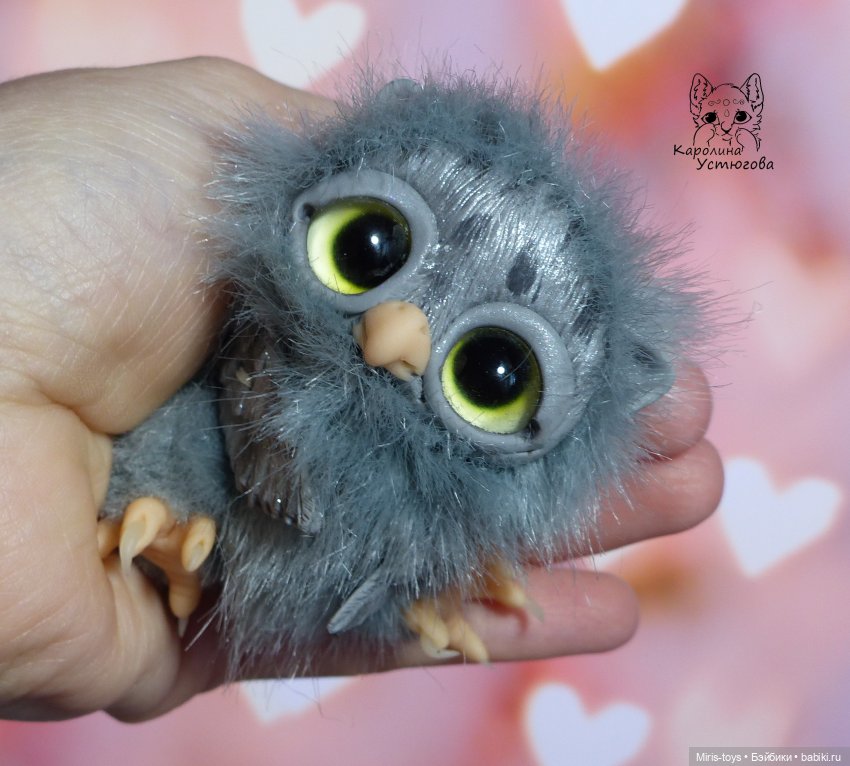 Совушка Бусинка — Игрушки в смешанной технике (мех и глина): Арт (фото 8)