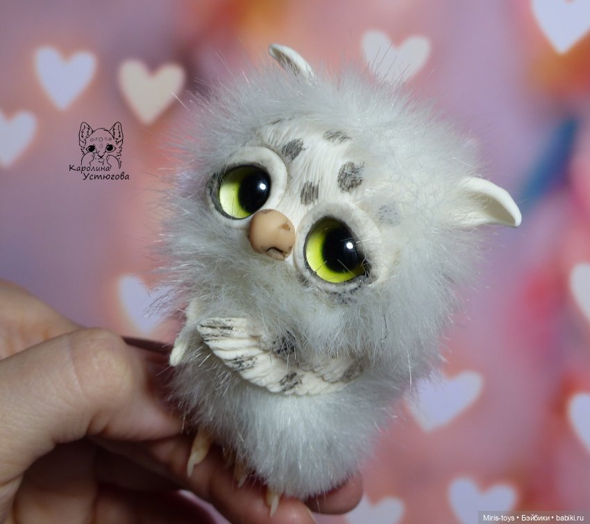 Совята — Игрушки в смешанной технике (мех и глина): Арт
