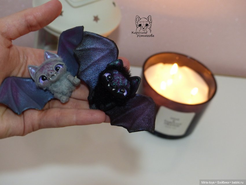 Летучие мышки — Игрушки в смешанной технике (мех и глина): Арт (фото 2)