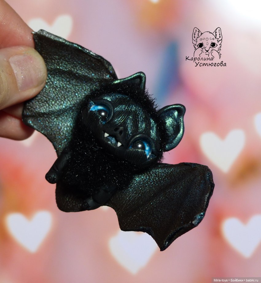 Летучие мышки — Игрушки в смешанной технике (мех и глина): Арт