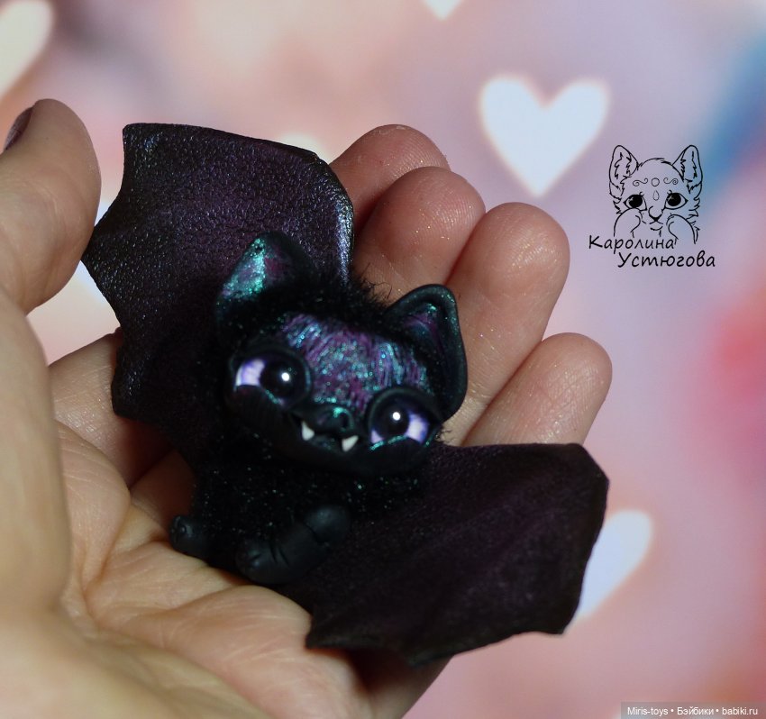 Летучие мышки — Игрушки в смешанной технике (мех и глина): Арт (фото 8)