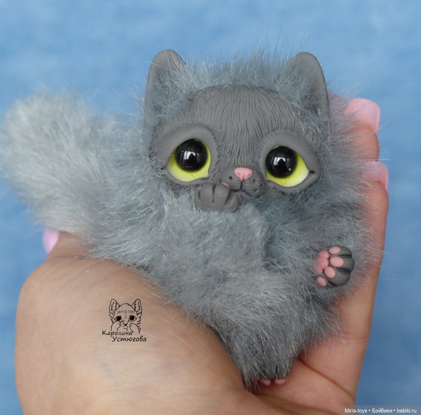 Котятки — Игрушки в смешанной технике (мех и глина): Арт
