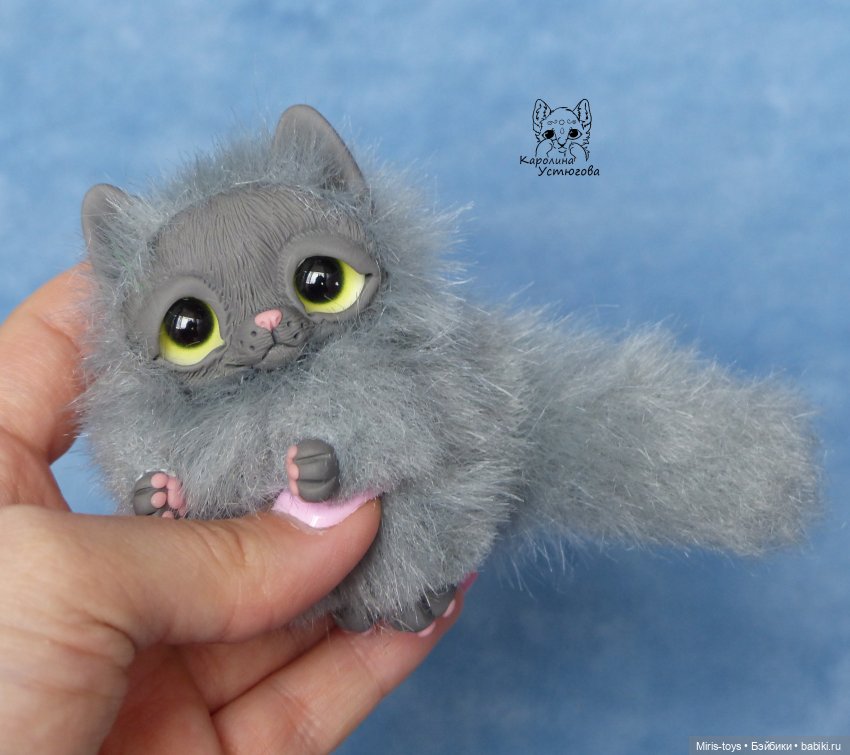 Котятки — Игрушки в смешанной технике (мех и глина): Арт
