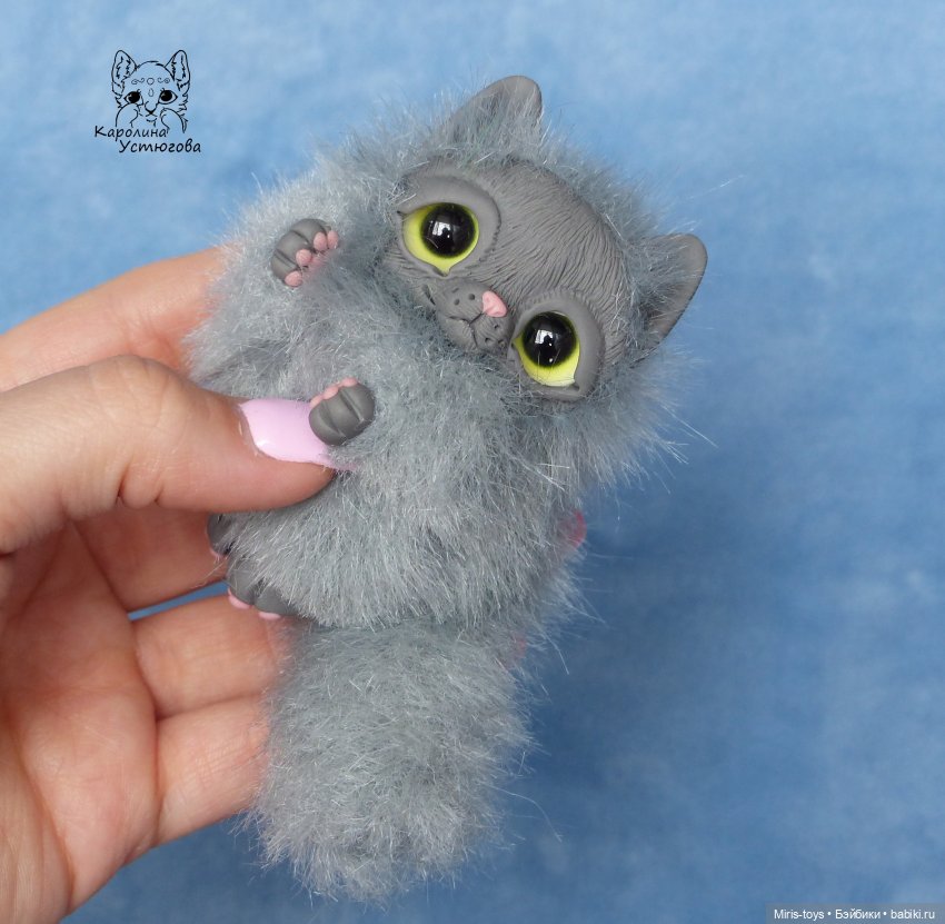 Котятки — Игрушки в смешанной технике (мех и глина): Арт (фото 4)