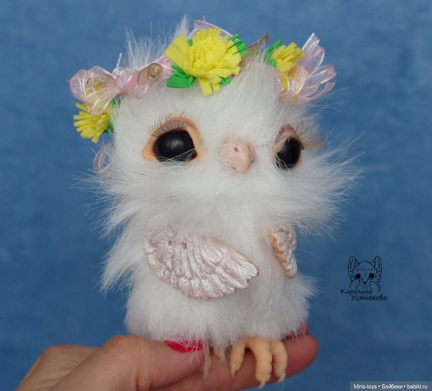 Весенняя Совушка — Игрушки в смешанной технике (мех и глина): Арт (фото 6)