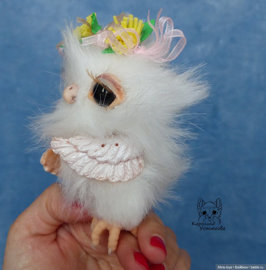 Весенняя Совушка — Игрушки в смешанной технике (мех и глина): Арт (фото 4)