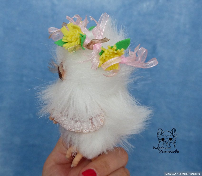 Весенняя Совушка — Игрушки в смешанной технике (мех и глина): Арт (фото 3)