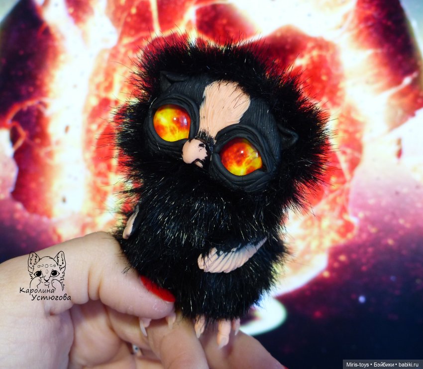 Совенок Уголек — Игрушки в смешанной технике (мех и глина): Арт (фото 9)