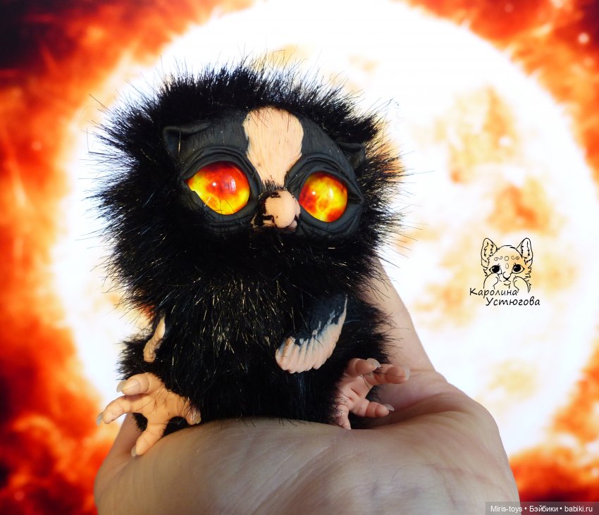 Совенок Уголек — Игрушки в смешанной технике (мех и глина): Арт (фото 7)