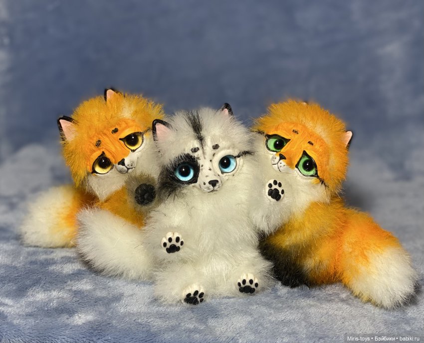 Счастливые лисички — Игрушки в смешанной технике (мех и глина): Арт (фото 6)