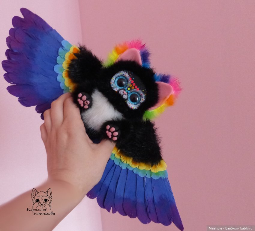 Радужный кот, Конфетти — Игрушки в смешанной технике (мех и глина): Арт (фото 5)