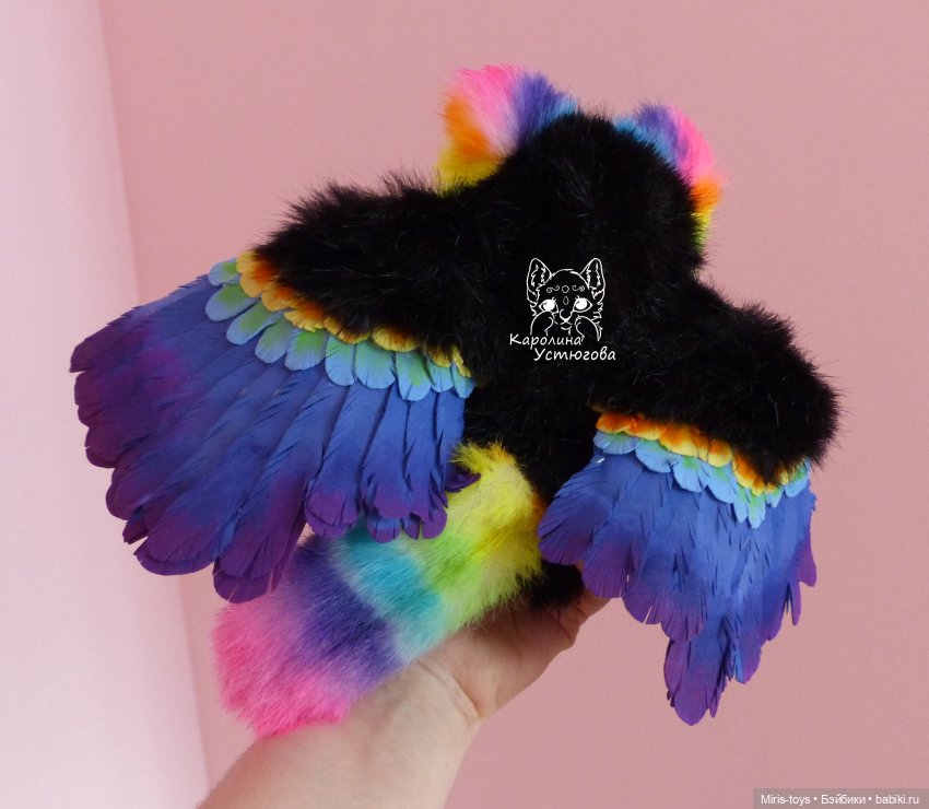 Радужный кот, Конфетти — Игрушки в смешанной технике (мех и глина): Арт (фото 4)