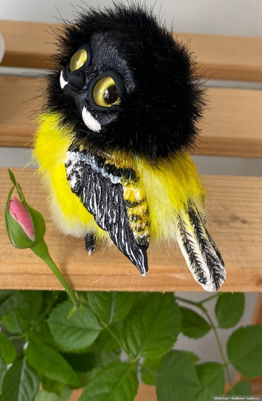 Синичка — Игрушки в смешанной технике (мех и глина): Арт (фото 5)