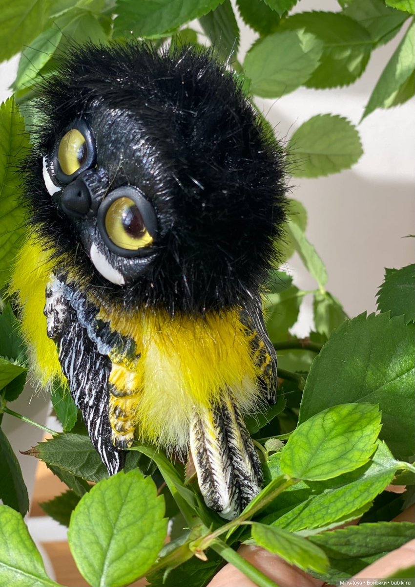 Синичка — Игрушки в смешанной технике (мех и глина): Арт (фото 6)