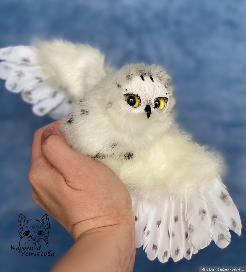 Полярный совенок — Игрушки в смешанной технике (мех и глина): Арт