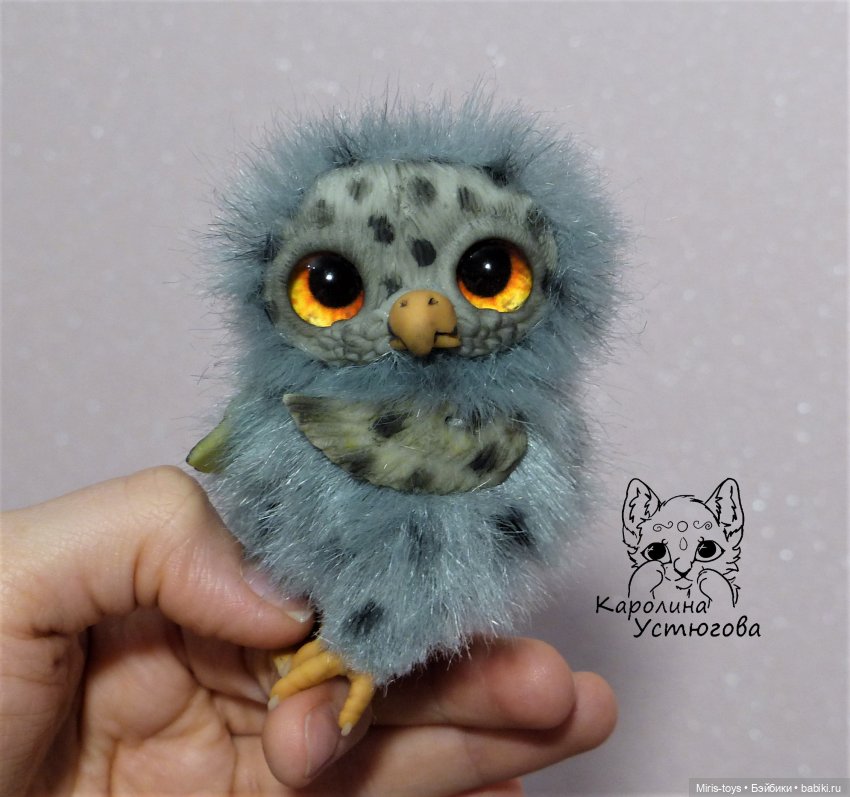 Совенок — Игрушки в смешанной технике (мех и глина): Арт (фото 4)