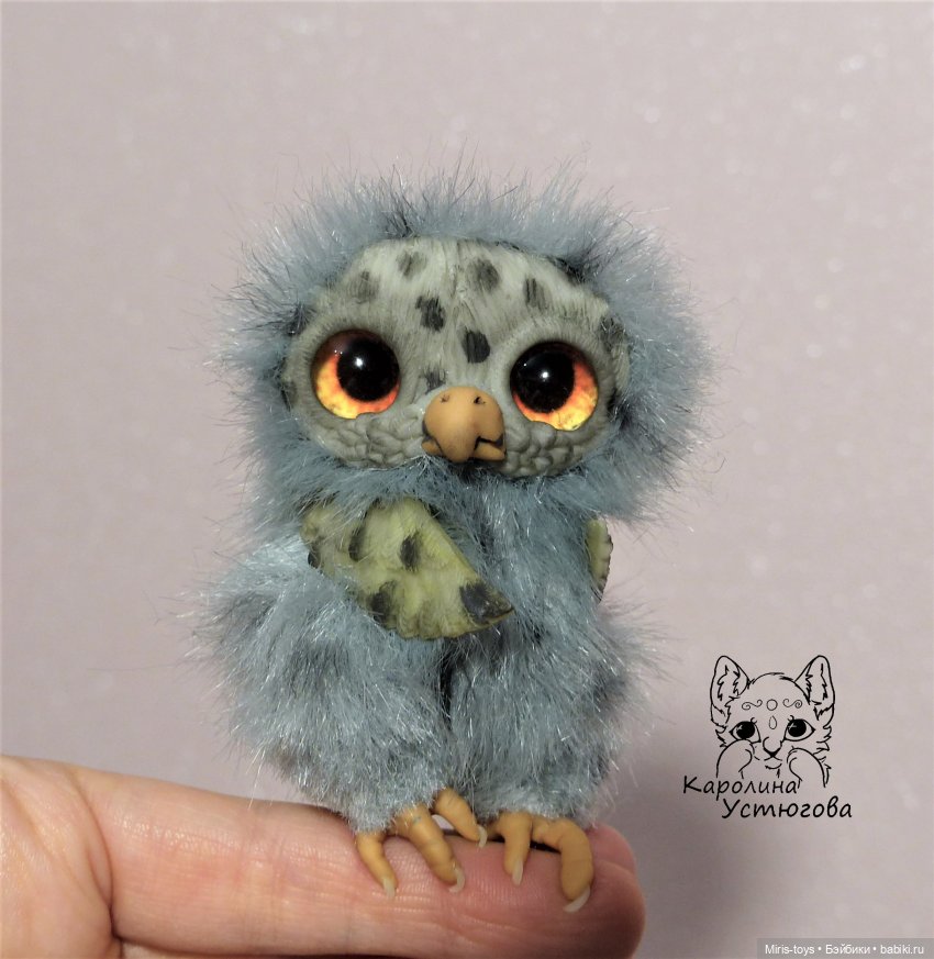 Совенок — Игрушки в смешанной технике (мех и глина): Арт (фото 7)