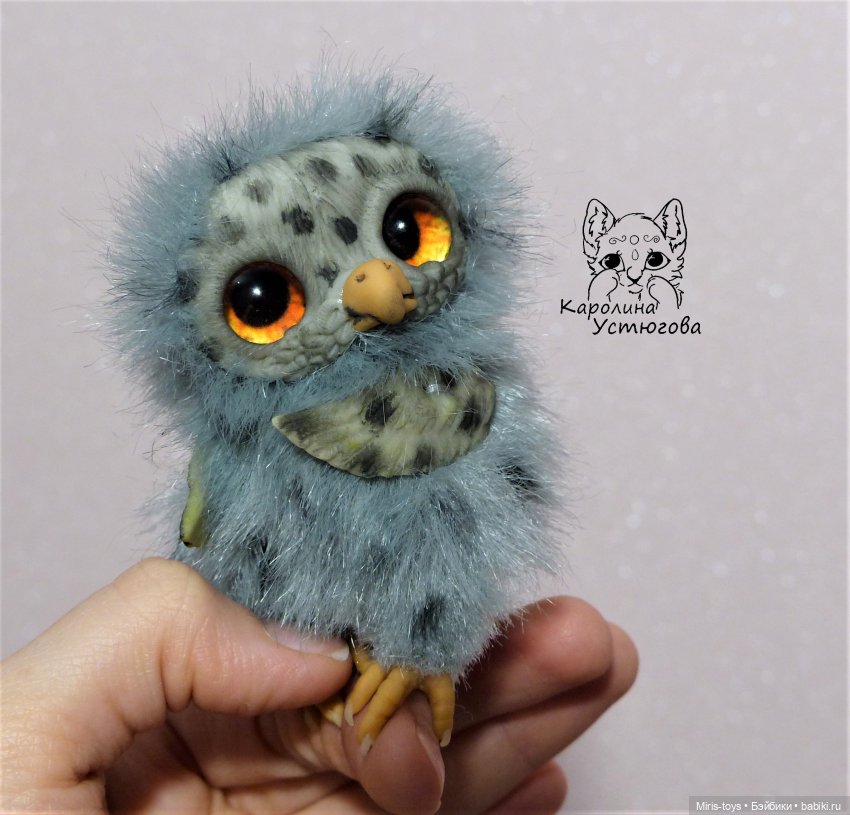 Совенок — Игрушки в смешанной технике (мех и глина): Арт (фото 2)