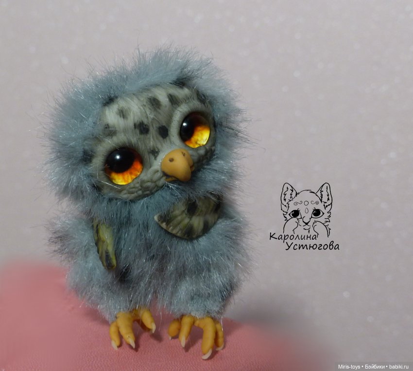 Совенок — Игрушки в смешанной технике (мех и глина): Арт (фото 9)