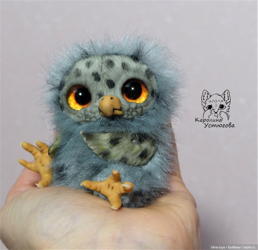 Совенок — Игрушки в смешанной технике (мех и глина): Арт (фото 3)