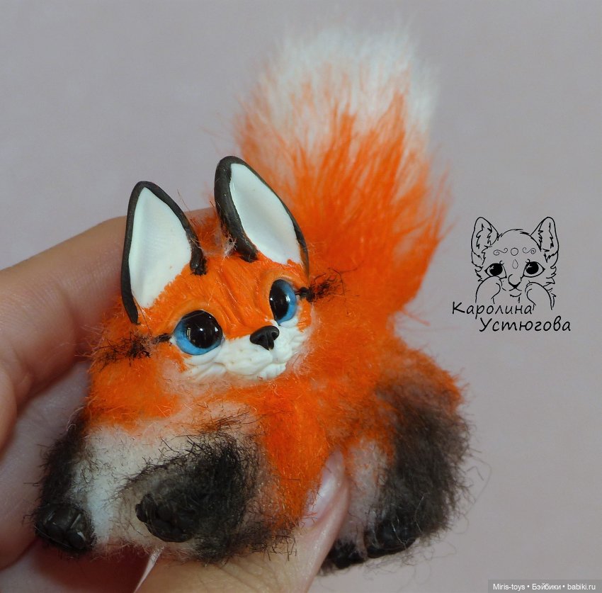 Лисички миниатюрные — Игрушки в смешанной технике (мех и глина): Арт (фото 8)