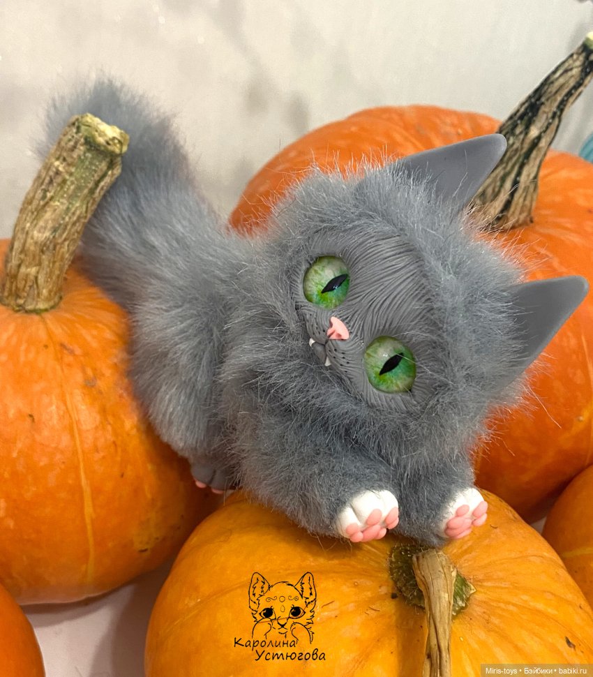 Котенок Кусака | Бэйбики Котенок Кусака — Игрушки в смешанной технике (мех и глина): Арт (фото 2)