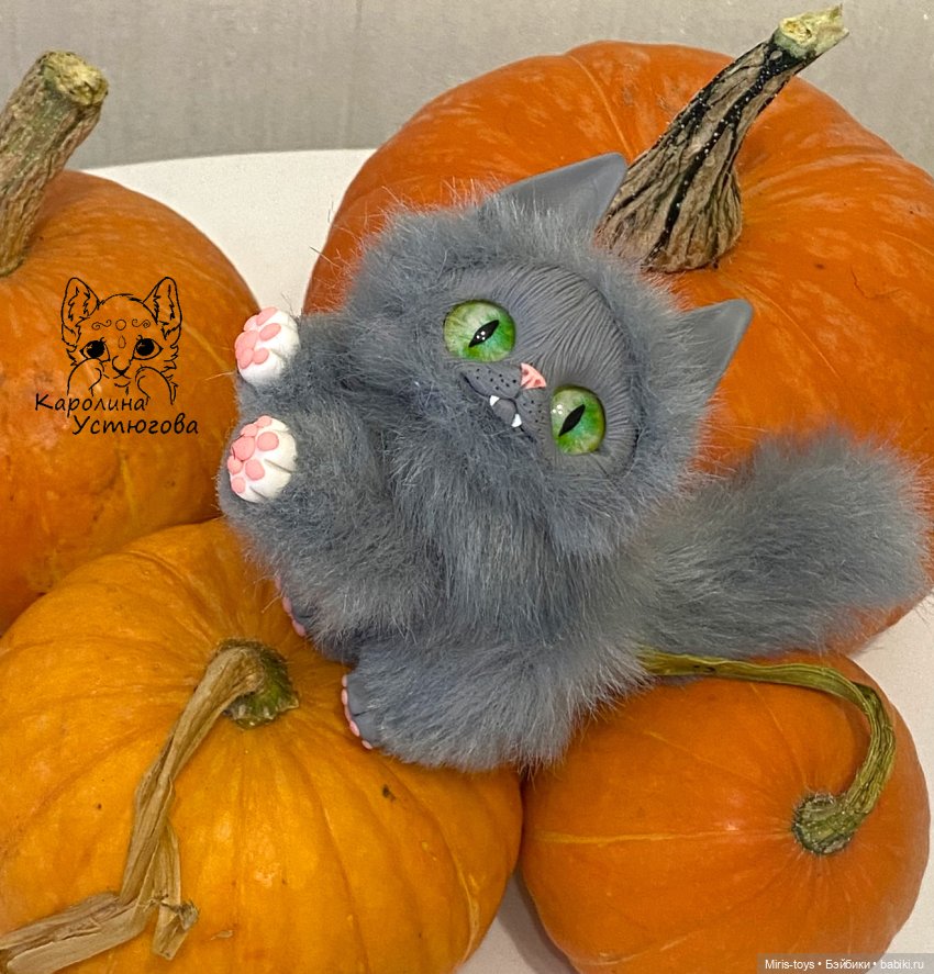 Котенок Кусака | Бэйбики Котенок Кусака — Игрушки в смешанной технике (мех и глина): Арт (фото 3)