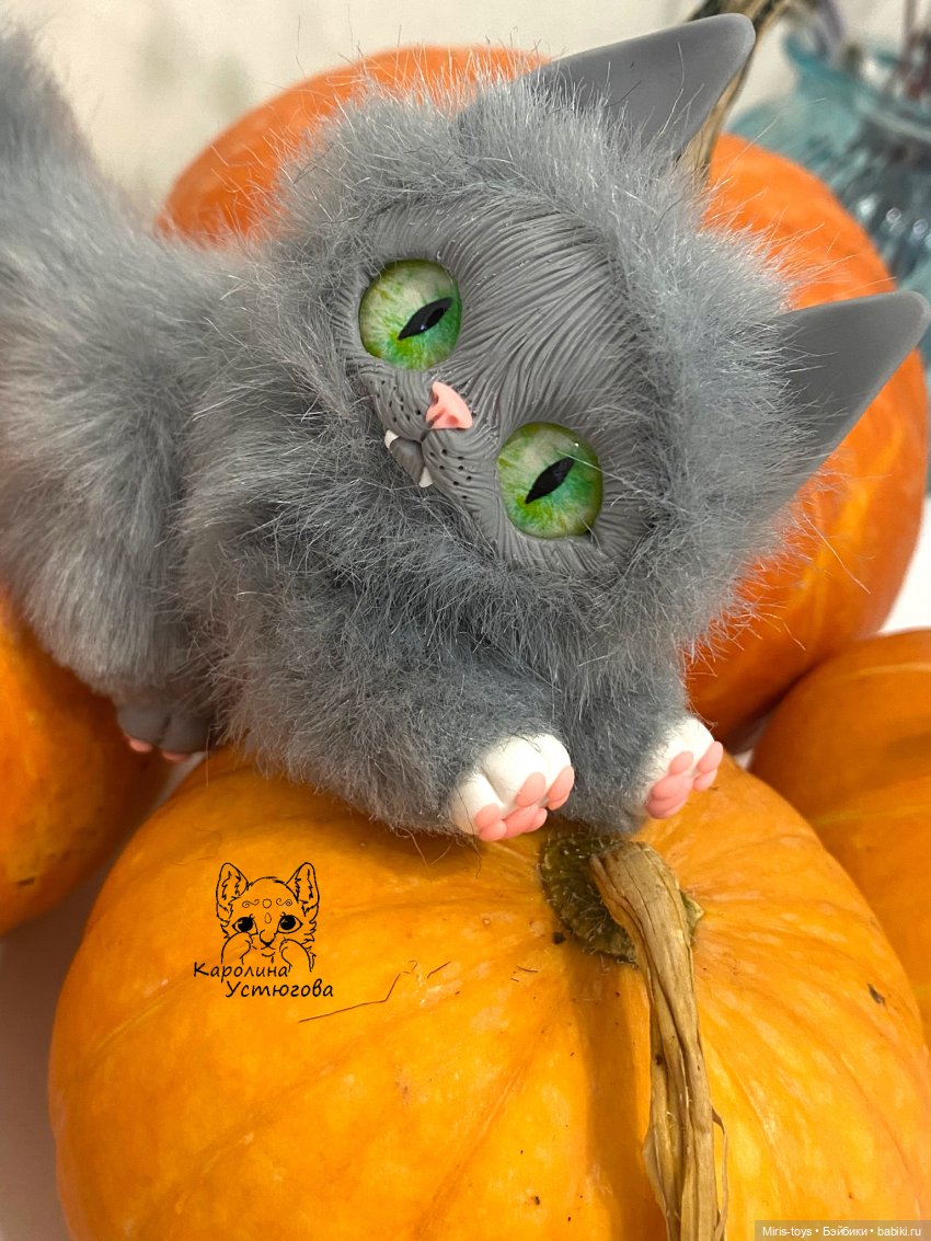 Котенок Кусака | Бэйбики Котенок Кусака — Игрушки в смешанной технике (мех и глина): Арт (фото 7)