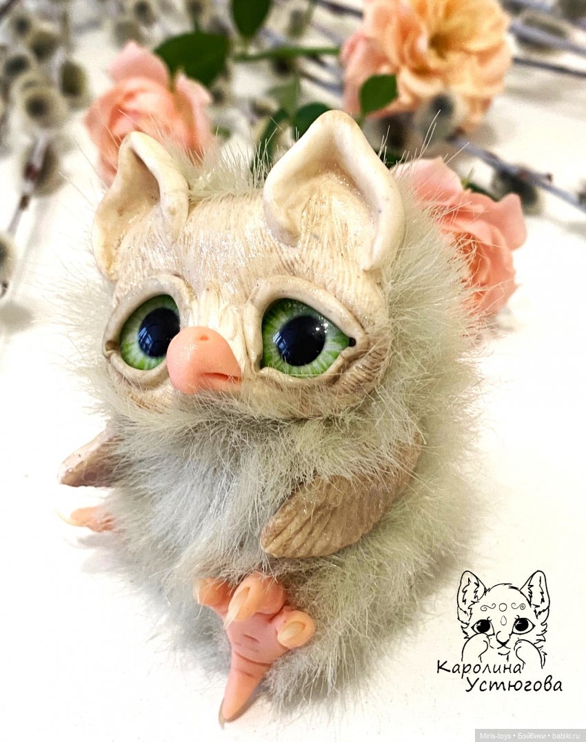 Совушка Женевьева — Игрушки в смешанной технике (мех и глина): Арт (фото 2)
