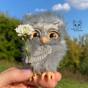 Совенок и цветы