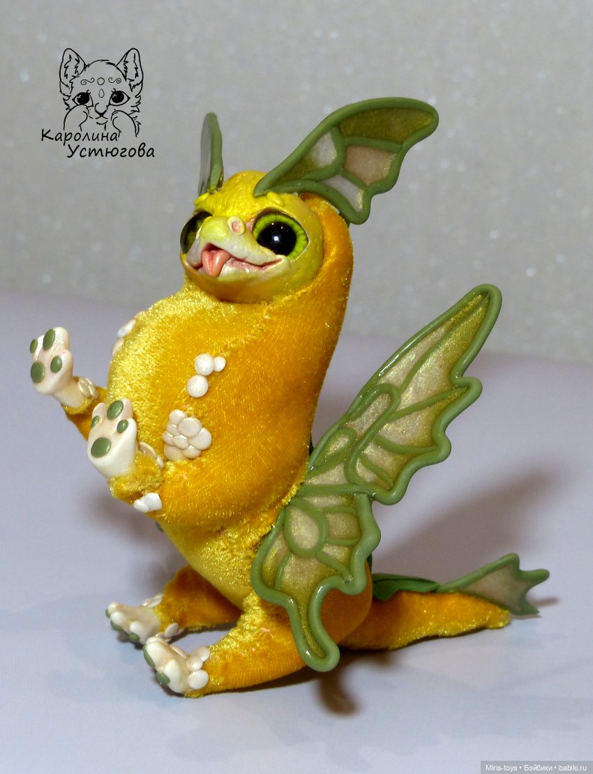 Дракончик Солнышко | Бэйбики Дракончик Солнышко — Игрушки в смешанной технике (мех и глина): Арт