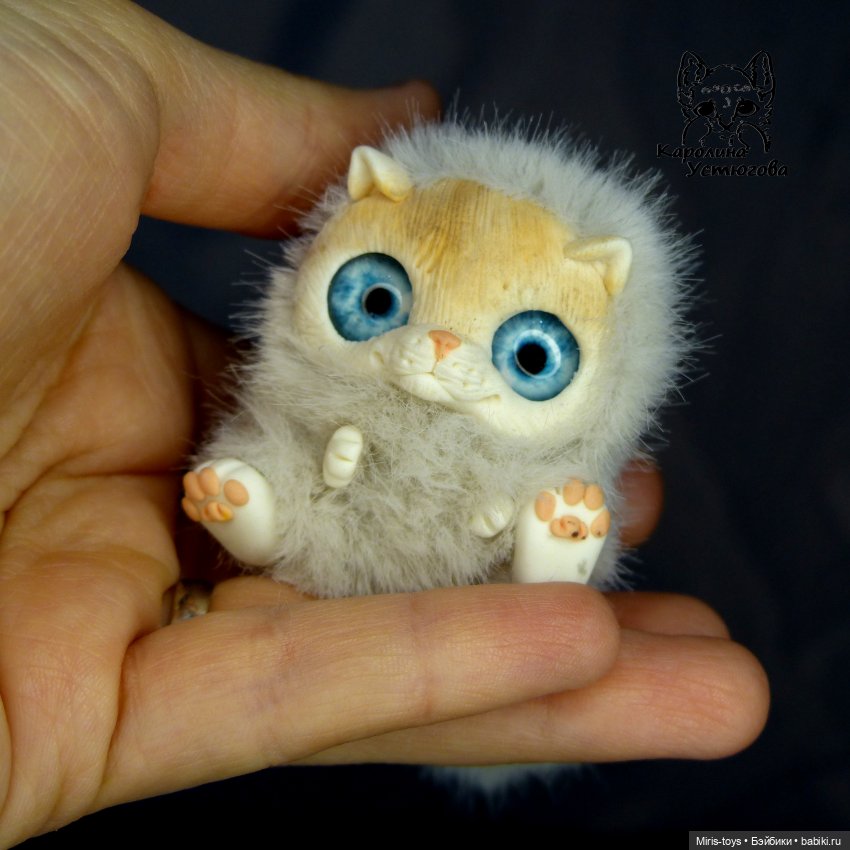 Три котенка — Игрушки в смешанной технике (мех и глина): Арт